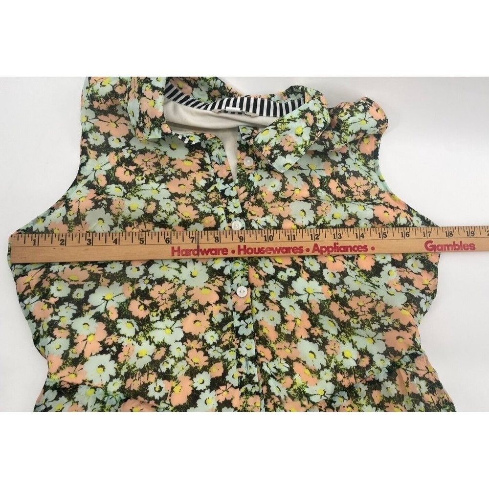 Volcom Mini Dress Womens Small Green Floral Sleeveless Cottagecore Pastel Artsy - Picture 5 of 10